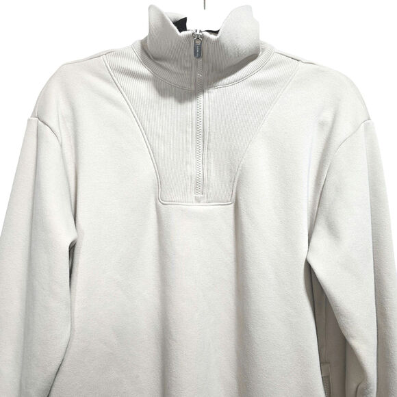 Athleta Retroplush Revive Sweatshirt Womens Small Beige 1/4 Zip Long Sleeve - Picture 2 of 7